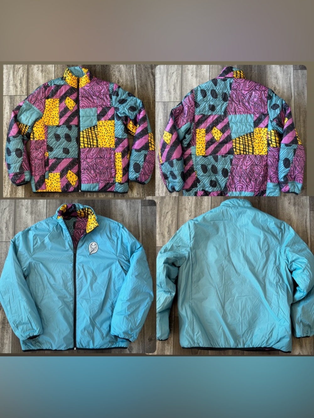 Disney Nightmare Before Christmas Sally Reversible Puffer Jacket Adult SZ LARGE - Picture 3 of 13